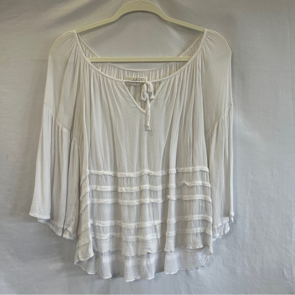 Abercrombie & Fitch Peasant Top Size Small Flared Sleeves Keyhole Neck Tie Boho